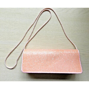 Purse/Handbag/Clutch-Shoulder Strap-Satin-Pink-Glitter-Small-Snap